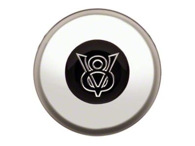 GT Performance Euro/Gasser Horn Button with V8 Logo; Smooth; Polished (Universal; Some Adaptation May Be Required)