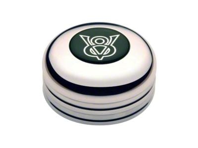 GT Performance GT3 Standard Horn Button with V8 Logo; Polished (Universal; Some Adaptation May Be Required)