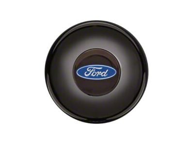 GT Performance Euro/Gasser Horn Button with Ford Oval Logo; Smooth; Black (Universal; Some Adaptation May Be Required)