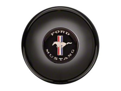 GT Performance Euro/Gasser Horn Button with Mustang Logo; Smooth; Black (Universal; Some Adaptation May Be Required)