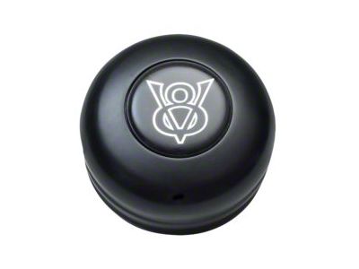 GT Performance GT3 Standard Horn Button with V8 Logo; Black Anodized (Universal; Some Adaptation May Be Required)