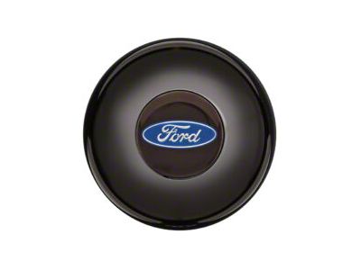 GT Performance Euro/Gasser Horn Button with Ford Oval Logo; Smooth; Black (Universal; Some Adaptation May Be Required)