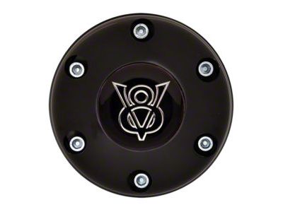 GT Performance Euro/Gasser Horn Button with V8 Logo; 6-Hole; Black (Universal; Some Adaptation May Be Required)