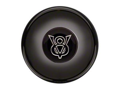 GT Performance Euro/Gasser Horn Button with V8 Logo; Smooth; Black (Universal; Some Adaptation May Be Required)