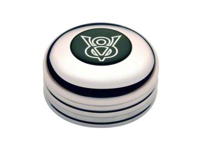 GT Performance GT3 Standard Horn Button with V8 Logo; Polished (Universal; Some Adaptation May Be Required)