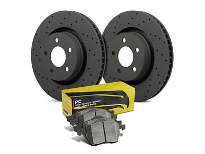 Hawk Performance Talon Cross-Drilled and Slotted Brake Rotor and Ceramic Pad Kit; Front (94-97 Firebird)