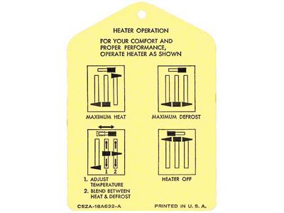 Heater Instruction Tag - Falcon