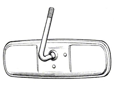 Inside Rear-View Mirror Assembly - Standard Vision Not Day-Night - Primed Gray As Original - Has Threaded L Shaped Shaft Not Ball Pivot - Falcon