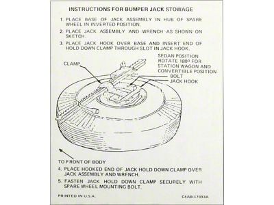 Jack Instruction Decal, Mercury, 1964