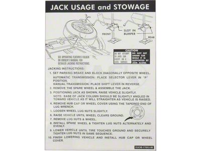 Jack Instruction Decal, Montego, 1972