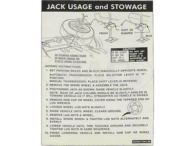 Jack Instruction Decal, Torino, 1972