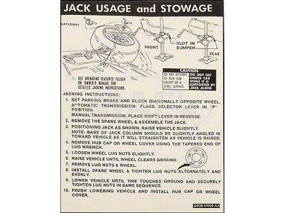 Jack Instruction Decal, Torino, 1973