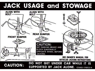 Jack Instructions/ C9ab-17093-h/ Ford Convertible