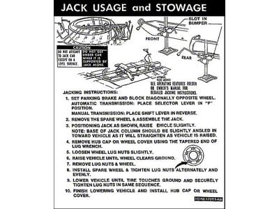 Jack Instructions Decal - D2AB-17095-AB - Ford Sedan Hardtop