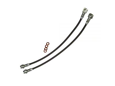 J&M C5 Brake Conversion Stainless Steel Teflon Brake Hose Kit; Black Outer Cover; Front (93-97 Firebird)