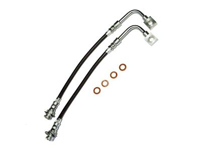 J&M C5/C6 Brake Conversion Stainless Steel Teflon Brake Hose Kit; Clear Outer Cover; Front (98-02 Firebird)