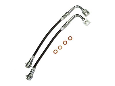 J&M Stainless Steel Teflon Brake Hose Kit; Black Outer Cover; Front (98-02 Firebird)