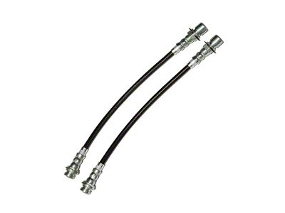 J&M Stainless Steel Teflon Frame to Axle Brake Hose; Black Outer Cover; Rear (95-02 Firebird w/ Traction Control)