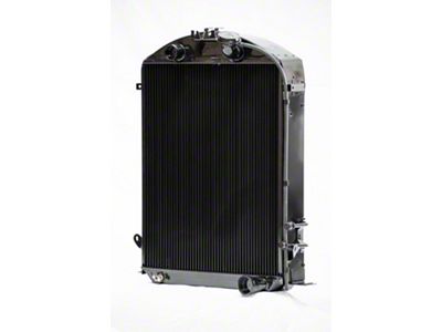 Johnson's Radiator Works 1-Inch Short Radiator without Transmission Cooler; Center 1.50-Inch Inlet / Bottom Right 1.75-Inch Outlet (1932 Ford Car, Ford Truck w/ Small or Big Block Chevy Engine & w/o Air Conditioning)