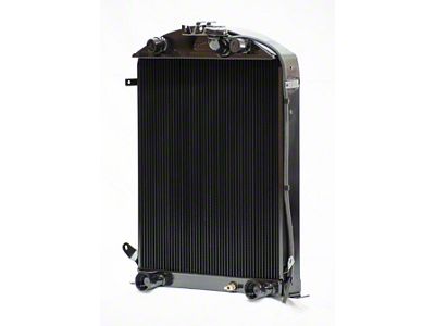 Johnson's Radiator Works 1-Inch Short Radiator without Transmission Cooler; Center 1.50-Inch Inlet / Bottom Left 1.75-Inch Outlet (1932 Ford Car, Ford Truck w/ Small or Big Block Ford Engine & Air Conditioning)