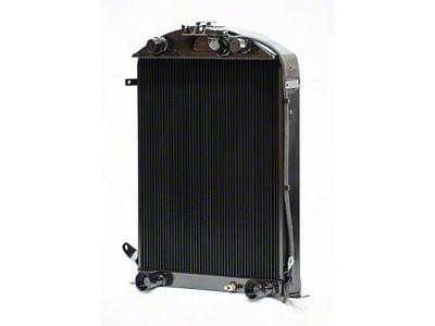 Johnson's Radiator Works 1-Inch Short Radiator without Transmission Cooler; Center 1.25-Inch Inlet / Bottom Right 1.50-Inch Outlet (1932 Ford Car, Ford Truck w/ LS Engine & Air Conditioning)