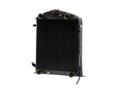 Johnson's Radiator Works 2-Inch Short Radiator without Transmission Cooler; Dual 1.75-Inch Inlet / Bottom Dual 1.75-Inch Outlet (1932 Ford Car, Ford Truck w/ Flathead Engine & w/o Air Conditioning)