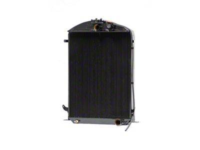 Johnson's Radiator Works Stock Height Radiator without Transmission Cooler; Center 1.50-Inch Inlet / Bottom Right 1.75-Inch Outlet (1932 Ford Car, Ford Truck w/ Small or Big Block Chevy Engine & Air Conditioning)