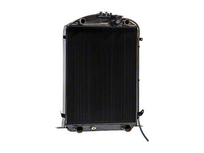 Johnson's Radiator Works Stock Height Radiator without Transmission Cooler; Dual 1.25-Inch Inlet / Bottom Dual 1.75-Inch Outlet (1932 Ford Car, Ford Truck w/ Flathead Engine & w/o Air Conditioning)