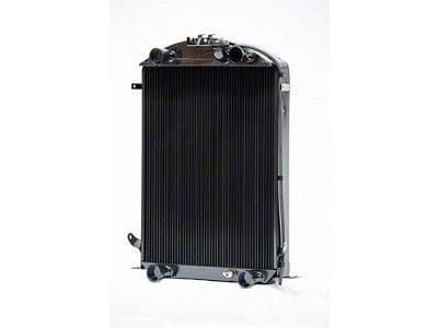 Johnson's Radiator Works Stock Height Radiator without Transmission Cooler; Dual 1.75-Inch Inlet / Bottom Dual 1.75-Inch Outlet (1932 Ford Car, Ford Truck w/ Flathead Engine & Air Conditioning)