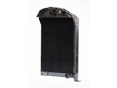 Johnson's Radiator Works Stock Height Radiator without Dummy Neck or Transmission Cooler; Center 1.50-Inch Inlet / Bottom Right 1.75-Inch Outlet (33-34 Ford Car, Ford Truck w/ Small or Big Block Chevy Engine & w/o Air Conditioning)