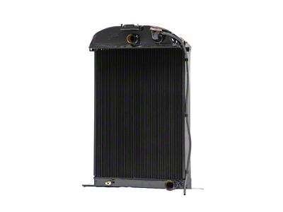 Johnson's Radiator Works Stock Height Radiator without Transmission Cooler; Center 1.50-Inch Inlet / Bottom Left 1.75-Inch Outlet (1936 Ford Car w/ Small or Big Block Ford Engine & Air Conditioning)