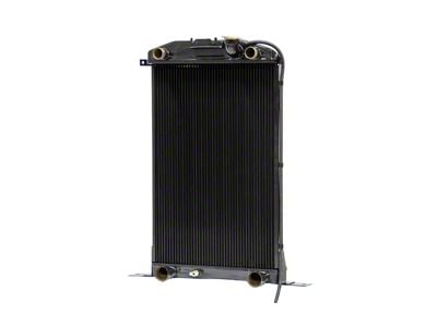 Johnson's Radiator Works Stock Height Radiator without Transmission Cooler; Dual 1.25-Inch Inlet / Bottom Dual 1.75-Inch Outlet (37-39 Ford Car Standard w/ Flathead Engine & Air Conditioning)