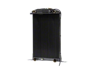 Johnson's Radiator Works Stock Height Radiator without Transmission Cooler; Dual 1.25-Inch Inlet / Bottom Dual 1.75-Inch Outlet (37-39 Ford Car Standard w/ Flathead Engine & w/o Air Conditioning)