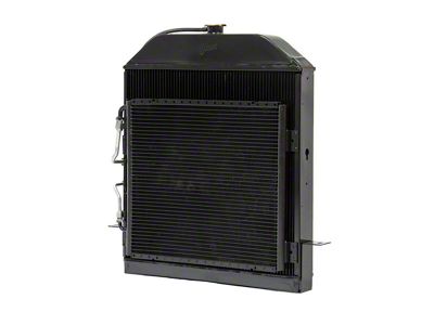 Johnson's Radiator Works Stock Height Radiator without Transmission Cooler; Center 1.50-Inch Inlet / Bottom Left 1.75-Inch Outlet (39-40 Ford Car Deluxe w/ Small or Big Block Ford Engine & Air Conditioning)