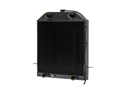 Johnson's Radiator Works Stock Height Radiator without Transmission Cooler; Dual 1.75-Inch Inlet / Bottom Dual 1.75-Inch Outlet (39-40 Ford Car Deluxe w/ Flathead Engine & Air Conditioning)