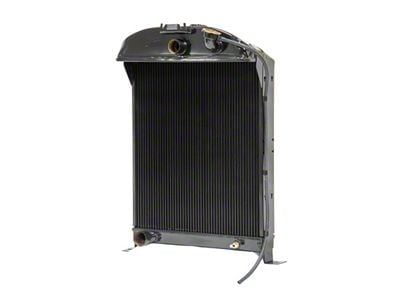 Johnson's Radiator Works Stock Height Radiator with Dummy Neck; Center 1.25-Inch Inlet / Bottom Right 1.50-Inch Outlet (33-34 Ford Car, Ford Truck w/ LS Engine & w/o Air Conditioning)