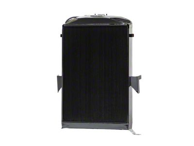 Johnson's Radiator Works Stock Height Radiator without Transmission Cooler; Left 1.50-Inch Inlet / Bottom Right 1.75-Inch Outlet (1935 Ford Car w/ Small or Big Block Chevy Engine & w/o Air Conditioning)