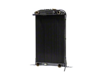 Johnson's Radiator Works Stock Height Radiator without Transmission Cooler; Left 1.25-Inch Inlet / Bottom Right 1.50-Inch Outlet (37-39 Ford Car Standard w/ LS Engine & Air Conditioning)