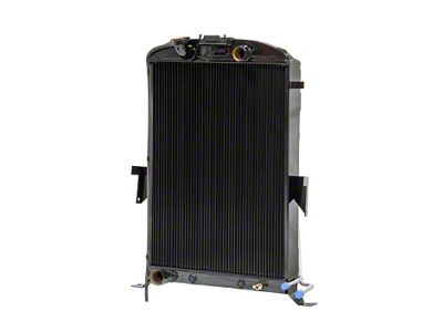 Johnson's Radiator Works Stock Height Radiator without Transmission Cooler; Right 1.50-Inch Inlet / Bottom Left 1.75-Inch Outlet (1935 Ford Car w/ Small or Big Block Ford Engine & Air Conditioning)