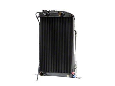 Johnson's Radiator Works Stock Height Radiator without Transmission Cooler; Right 1.50-Inch Inlet / Bottom Left 1.75-Inch Outlet (37-39 Ford Car Standard w/ Small or Big Block Ford Engine & Air Conditioning)