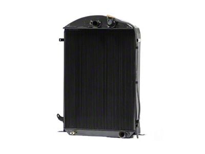 Johnson's Radiator Works Stock Height Radiator with Transmission Cooler; Center 1.25-Inch Inlet / Bottom Right 1.50-Inch Outlet (1932 Ford Car, Ford Truck w/ LS Engine & Air Conditioning)