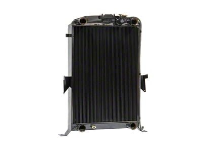 Johnson's Radiator Works Stock Height Radiator with Transmission Cooler; Dual 1.75-Inch Inlet / Bottom Dual 1.75-Inch Outlet (1935 Ford Car w/ Flathead Engine & w/o Air Conditioning)