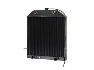 Johnson's Radiator Works Stock Height Radiator with Transmission Cooler; Center 1.25-Inch Inlet / Bottom Right 1.50-Inch Outlet (39-40 Ford Car Deluxe w/ LS Engine & Air Conditioning)