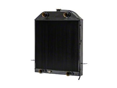 Johnson's Radiator Works Stock Height Radiator with Transmission Cooler; Dual 1.75-Inch Inlet / Bottom Dual 1.75-Inch Outlet (39-40 Ford Car Deluxe w/ Flathead Engine & Air Conditioning)