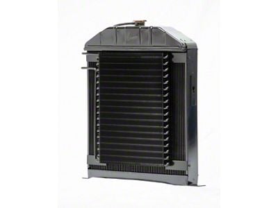 Johnson's Radiator Works Stock Height Radiator with Transmission Cooler; Center 1.50-Inch Inlet / Bottom Right 1.75-Inch Outlet (42-48 Ford Car w/ Small or Big Block Chevy Engine & Air Conditioning)