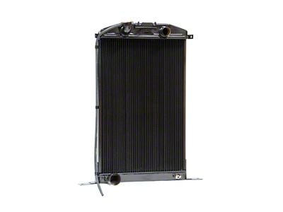 Johnson's Radiator Works Stock Height Radiator with Transmission Cooler; Right 1.50-Inch Inlet / Bottom Left 1.75-Inch Outlet (37-39 Ford Car Standard w/ Small or Big Block Ford Engine & w/o Air Conditioning)