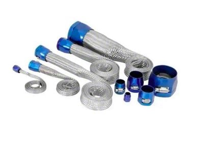 K&N Hose Cover Kit Universal Stainless Steel With Blue Clamps