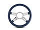 Lecarra 14 in MK-9 Steering Wheel, Polished, Blue Leather