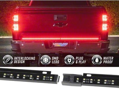 LEDGlow Double Row Red Tailgate Light Bar with White Reverse Lights; 60-Inch (Universal; Some Adaptation May Be Required)