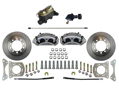 LEED Brakes Front Disc Brake Conversion Kit with Vented Rotors; Zinc Plated Calipers (66-75 Bronco w/ Manual Brakes)